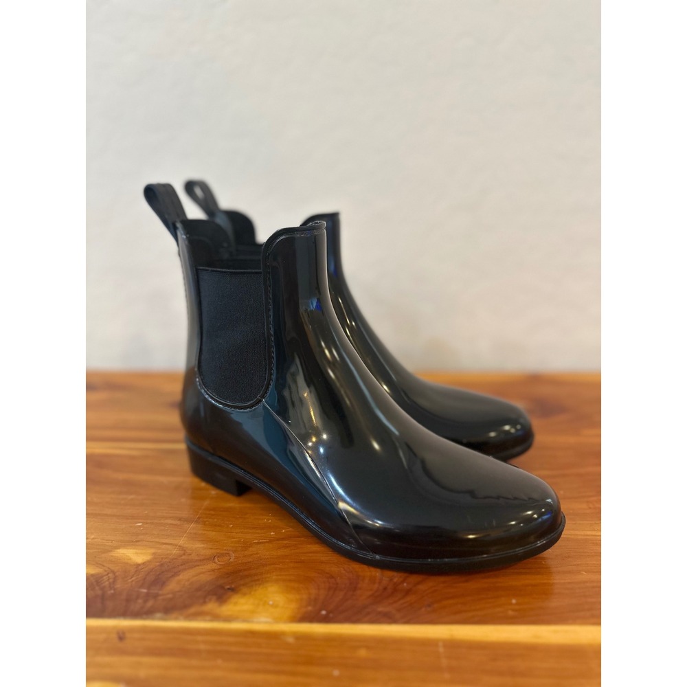 Sam Edelman Tinsley Black Glossy Chelsea Rain‎ Boots Womens Size 7 Waterproof